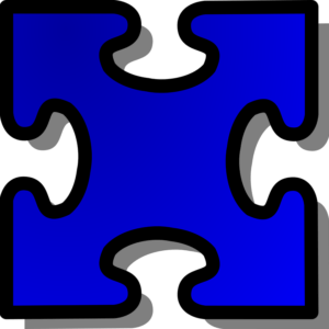 blue jigsaw puzzle piece with 4 blanks, no tabs